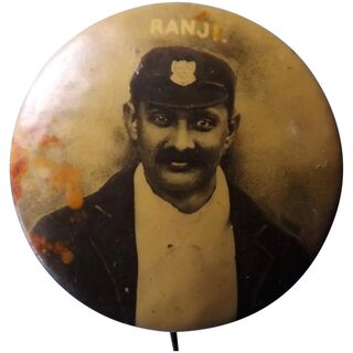 Sir Ranjitsinhji Vibhaji Jadeja (RANJI) Famous Indian Cricketer - Tin Badge Circa 1900