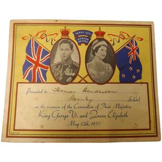 King George VI & Queen Elizabeth 1937 Coronation Certificate
