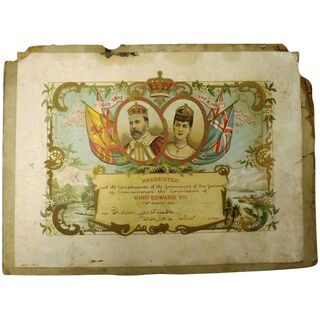 King Edward VII 1902 Coronation Certificate New Zealand School Children