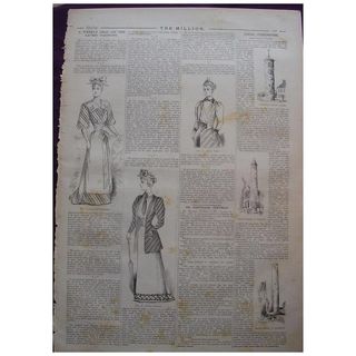 Five Pages Of Ladies Fashions From THE MILLION Newspaper 1892