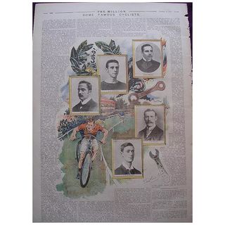1892 Full Page From THE MILLION Newspaper 'Some Famous Cyclists'