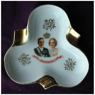 Lovely Prince Rainier & Princess Grace Limoges Souvenir Ashtray Circa 1956