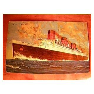 R.M.S. Queen Mary Postcard Dated 1930