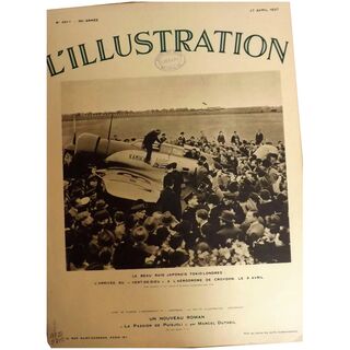 L'IIlustration French Magazine Original FRONT COVER 1937- Japanese Aeroplane Kamikaze Arrives in England