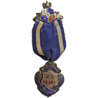 Oddfellows 25 Year Sterling Silver Medal /Jewel