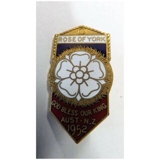 Rare Rose of York Badge For The 1952 Tour of The King & Queen to Australia & NZ