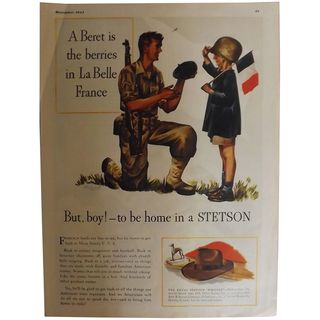 1944 STETSON Original Full Page Advertisement-World War Two