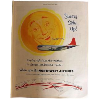Northwest Airlines Original Full Page 1953 Advertisement