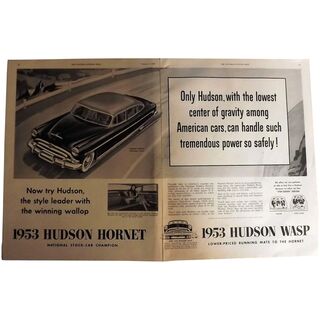 1953 Hudson Hornet & Wasp Genuine Double Page Advertisement
