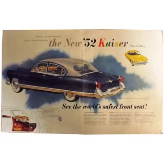 1952 Kaiser Manhattan Original Double Page Advertisement