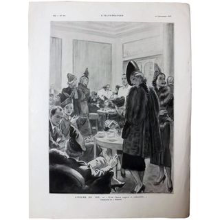 L ' Heure du The - From The French Magazine L 'Illustration - December 1937