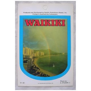 Vintage Hawaiian WAIKIKI Sticker By Pacific Promotions Inc