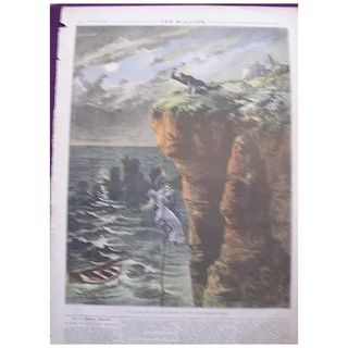 1892 Full Colour Page From THE MILLION Newspaper 'He Raised The Axe And Bought It Down With Terrific Force'