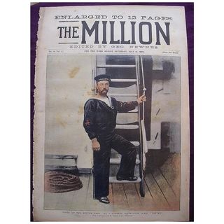 1892 Front Cover Page From THE MILLION Newspaper ' Types Of The British Navy - Gunnery Instructor. H.M.S. Tartar
