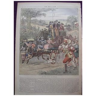 1892 Page From THE MILLION Newspaper ' On The Road To Epsom