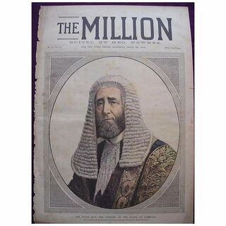 1892 Front Cover Of THE MILLION Newspaper 'The Right Hon.The Speaker Of The House Of Commons'
