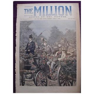 Beautiful 1892 Front Cover Of THE MILLION Newspaper 'The Battle Of Flowers At Nice'