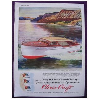 Esquire 1945 WW2 Advert For CHRIS - CRAFT 'Buy U.S. War Bonds Today'