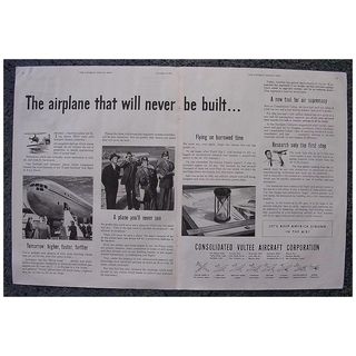 1938 Consolidated VULTEE AIRCRAFT Corporation Double Page Spread Advertisement