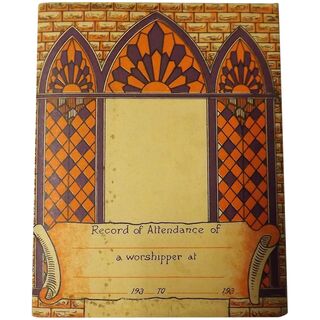 Christian Worshippers Attendance Record Booklet Circa 1930's