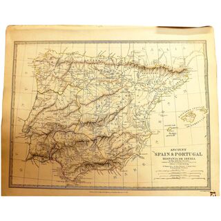 Antique Map of Spain & Portugal - By Prof. Philip Smith of University College, London, Dated 1838.