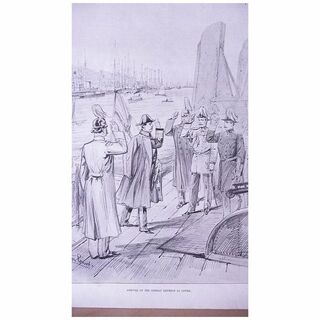 'Arrival of The German Emperor at Cowes' Front Page from The London Illustrated News August 1895