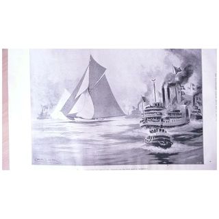 Contest For The AMERICA CUP -Starting First Race' Full Page from The London Illustrated News Sept.1895