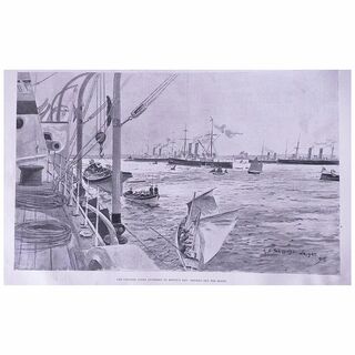 'The Channel Fleet Anchored at Mount's Bay' Full Page from The London Illustrated News August 1895