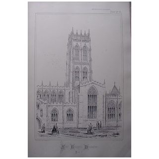 Stunning Large 1858 Lithograph of SAINT GEORGE'S - Doncaster - YORK - Yorkshire