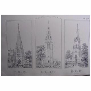 Stunning Large 1858 Lithograph of St. MARY'S -Sutton: St. MARY'S - Wilby: St. PETER & St. PAUL - Exton