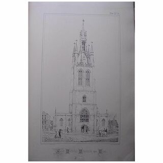 Stunning Large 1858 Lithograph of SAINT NICHOLAS' - Newcastle-Upon-Tyne - Northumberland