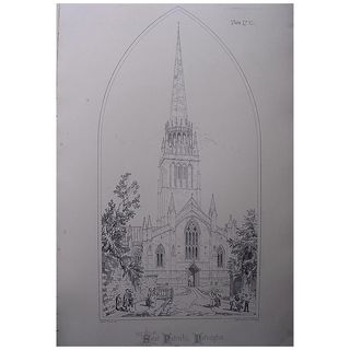 Stunning Large 1858 Lithograph of SAINT PATRICK'S - Patrington - Yorkshire