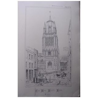 Stunning Large 1858 Lithograph of SAINT MARY-REDCLIFFE - Bristol - Gloucestershire