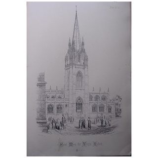 Stunning Large 1858 Lithograph of SAINT MARY THE VIRGIN - Oxford - Oxfordshire