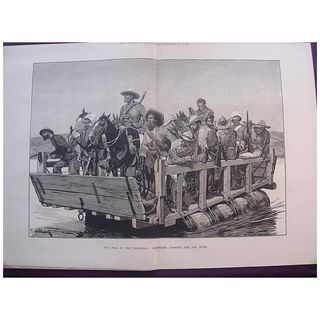 'The Transvaal War:Volunteers Crossing The Vaal River' - London Illustrated News February 1881