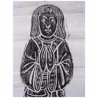 Vintage Brass Rubbing Of A Child Interred In The Church At Littlebury - Essex