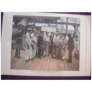 1892 Full Page From THE MILLION Newspaper 'Serving Out Rum On Board H.M.S Camperdown'