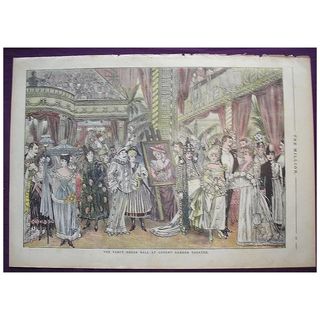 1892 Full Page From THE MILLION Newspaper 'Fancy Dress Ball At COVENT GARDEN Theatre'
