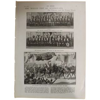 Original Page on NZ & Australia - 'The Mailed Fist of Australasia - The Sphere July 1900