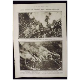 WWI British Bombing of Germany & Gas Attacks -Illustrated London News 1918