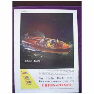 Esquire 1944 CHRIS - CRAFT WW2 Advert 'Buy U.S. War Bonds Today'