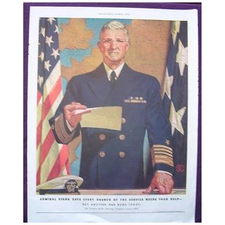 Esquire 1944 WW2 Advert ADMIRAL STARK Says 'Buy Another War Bond Today
