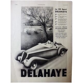 L'IIlustration French Magazine Original DELAHAYE 135 SPORT 1937 Advertisement