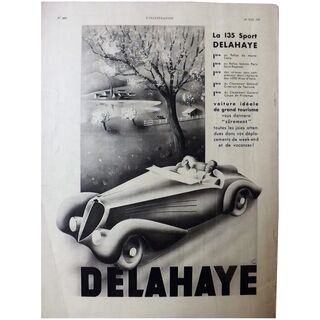 L'IIlustration French Magazine Original DELAHAYE 135 SPORT 1937 Advertisement