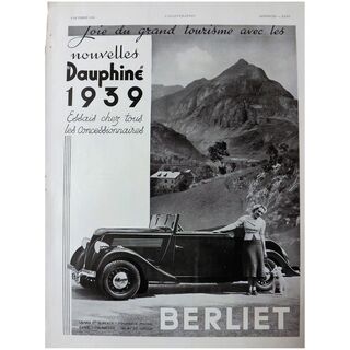 L'IIlustration French Magazine Original BERLIET DAUPHINE 1938 Advertisement