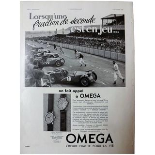 L'IIlustration French Magazine Original OMEGA Motor Racing 1937 Advertisement
