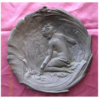 Large Victorian Pewter Art Nouveau Dish
