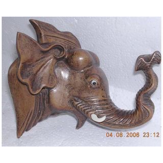 Vintage Hand Carved Elephant Wall Hanger