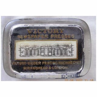 Vintage Glass Advertising Paper Weight 