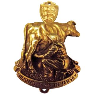Old Brass Door Knocker - 'Milking Time in Jersey'